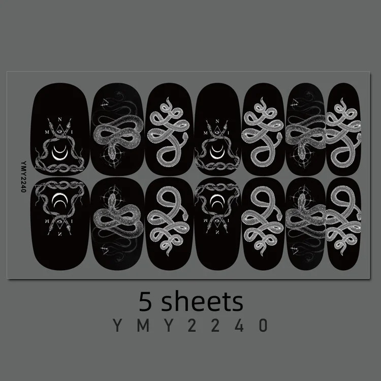 5 snake patterned nail stickers per pack perfectly ned to be peelable durable high-quality and handmade in multiple colors easy to use 241205