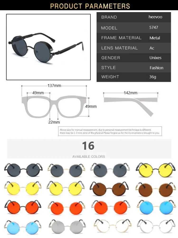 Metal Steampunk Sunglasses Men Women Fashion Round Glasses Brand Designer Vintage Sun Glasses High Quality Oculos de sol 2021X241213