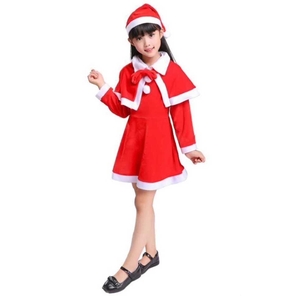 Boys and girls Santa Claus role-playing costumes childrens red dresses Christmas parties childrens stage performances long sleeved costumes W241213