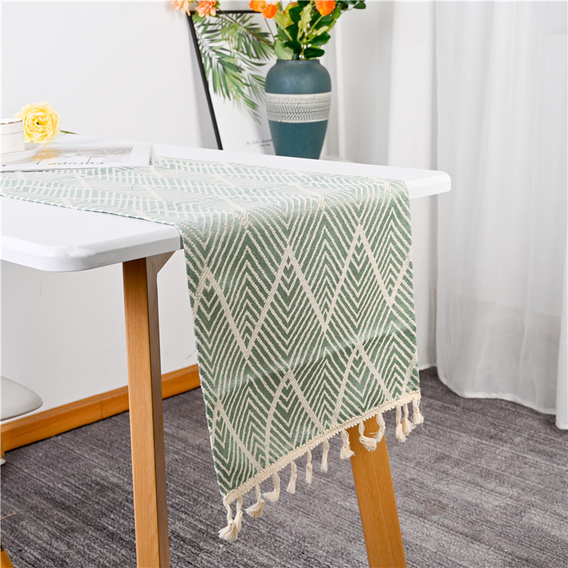 Simple Coffee Table Mat, Modern TV Cabinet Cloth, Long Cotton and Linen Square Tablecloth, Japanese Stripes