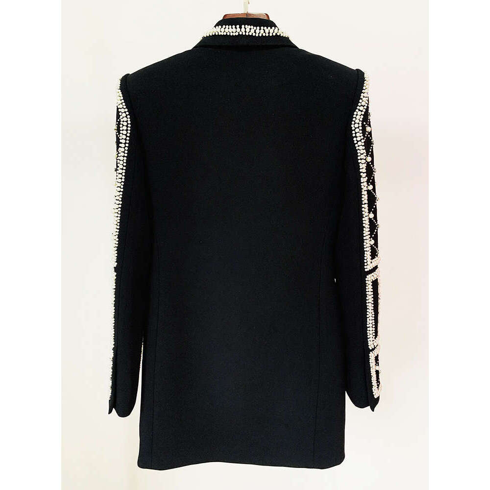 Ladies' Suit TOP QUALITY Newest Fashion Designer Women's Shawl Collar Stunning Dias Pearls Beaded Blazer Dress