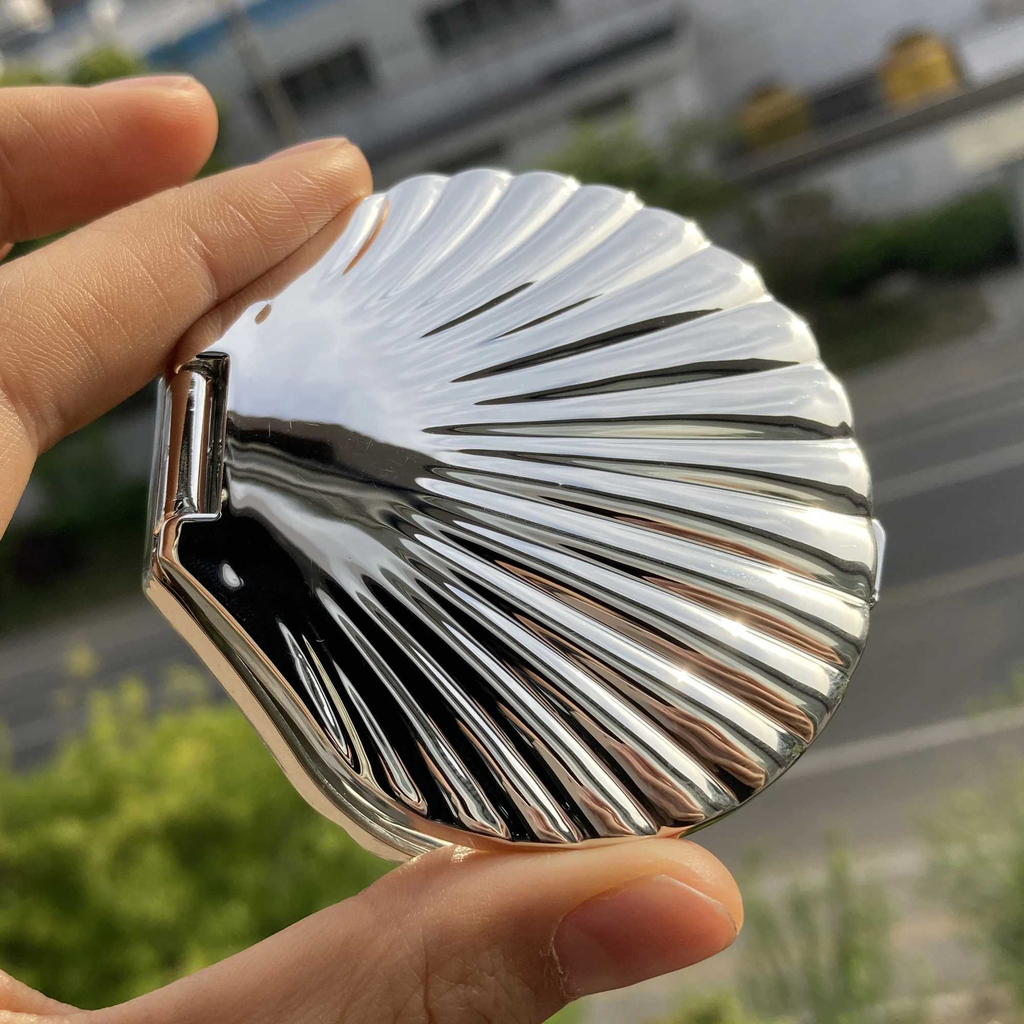 Shell Shape Double Sided Makeup Mirror 2 Pack Sliver Hand Mirror Buy 1 and Get 1 FreeXJ241213