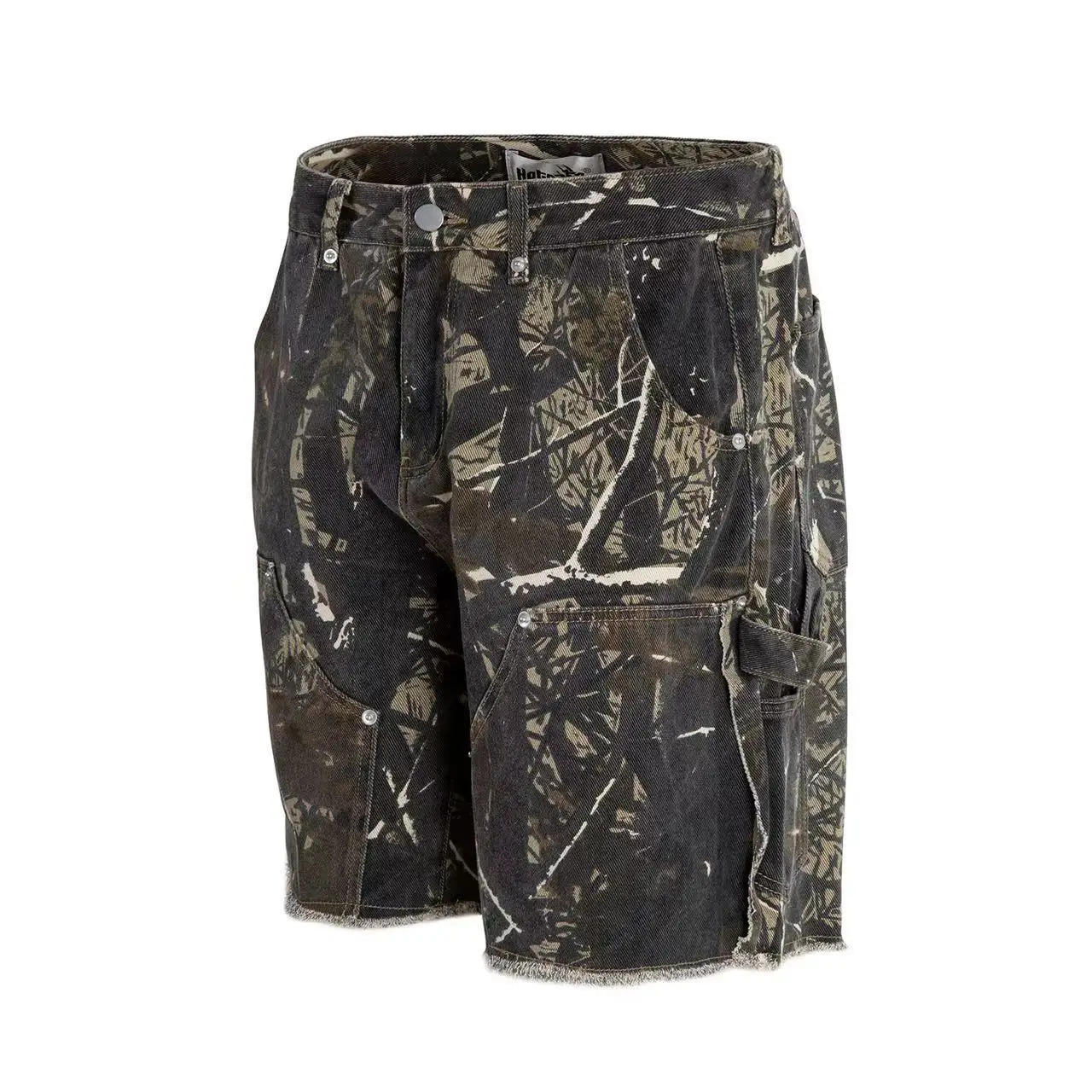 Vintage Camouflage Cargo Printed Denim Shorts 2024 Summer Streetwear Y2k Vintage Cargo Loose Jeans Shorts For Male 241213