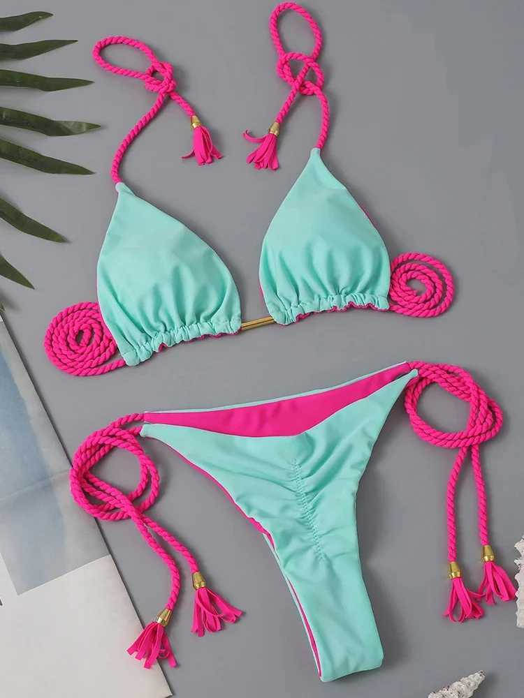 OIINAA Swimsuit Women Bikinis Set Sexy Drawstring Bikini Beachwear opard Two-pieces Swimwear Bathing Suit Lace Up Bikini SetXJ241212