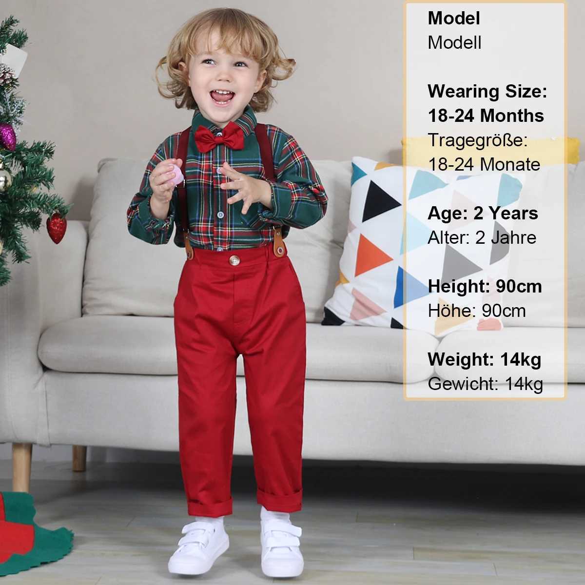 Baby Christmas set boys gentleman formal set childrens pendant costume set baby party dress set W241213