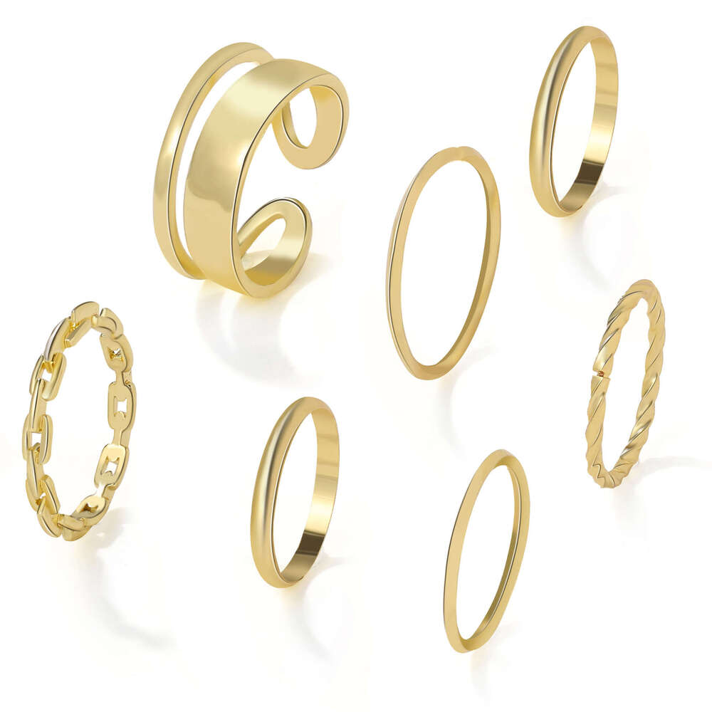 Hot selling metal joint creative minimalist ins style ring combination set of 7 rings