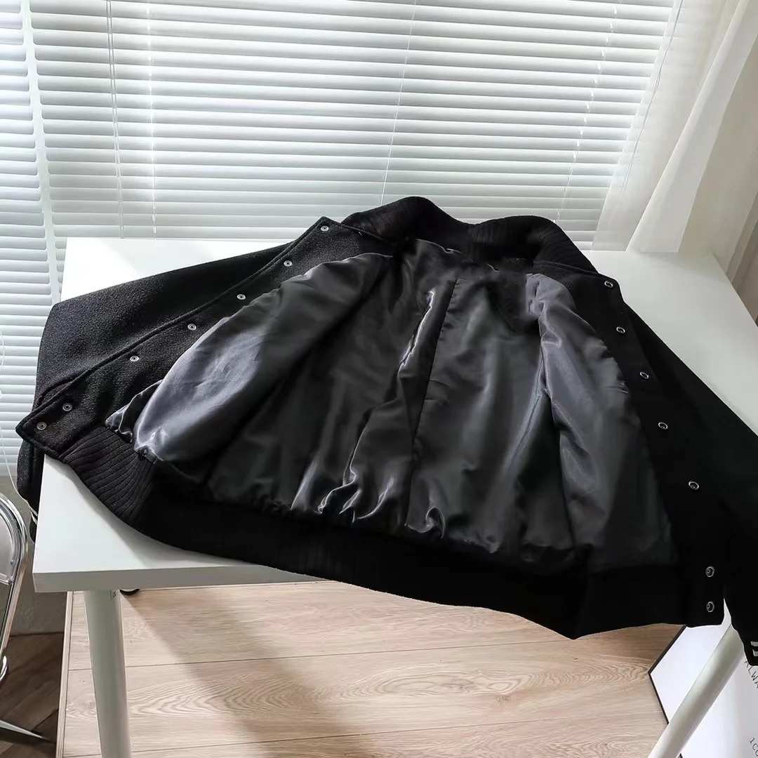 Baseball Uniform y Genuine Leather Jacket Wool Coat Same Style For Men And Women Short Fashion Couple 241213