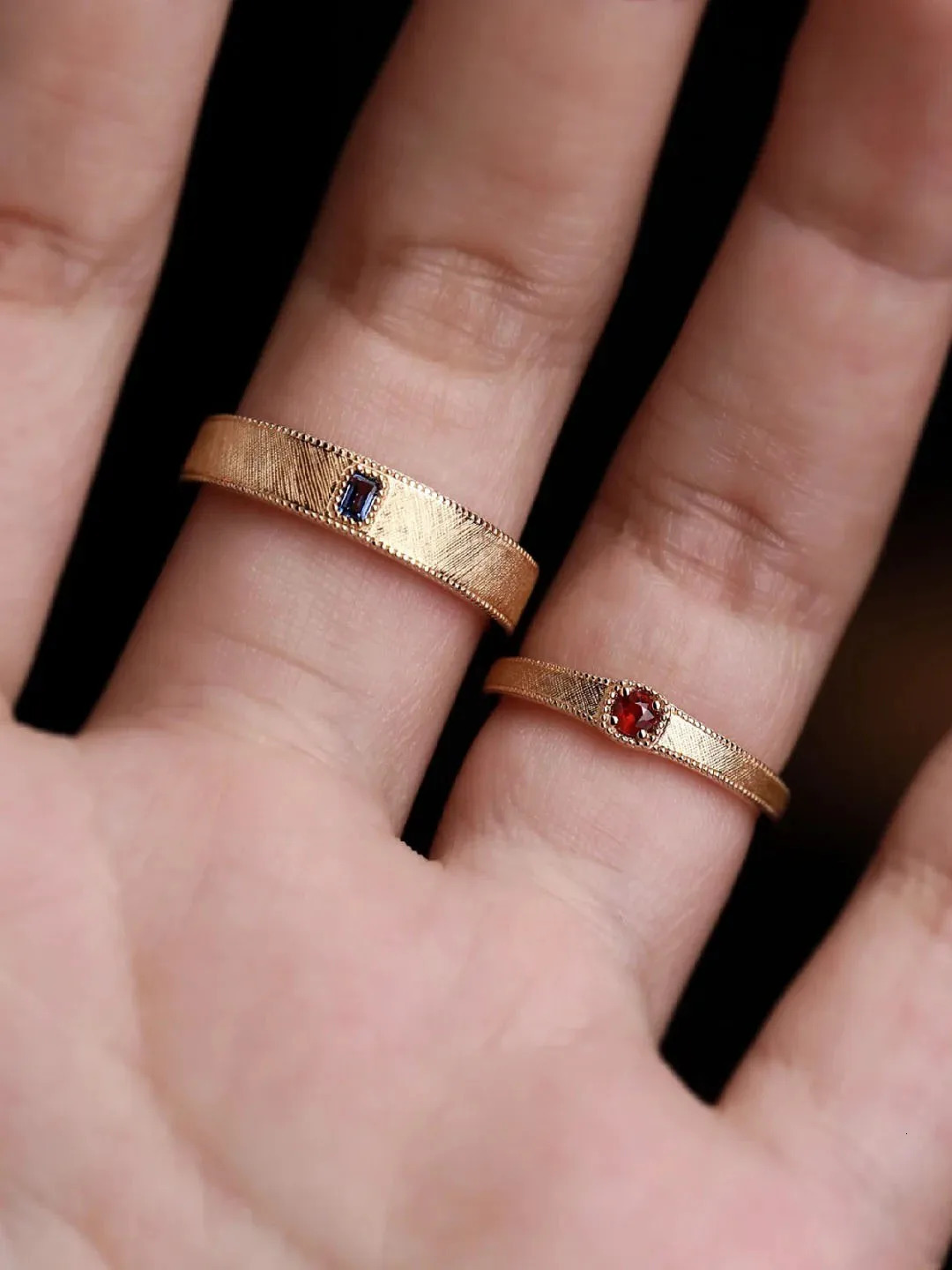 ner Handcrafted Red Blue Sapphire Set S925 Sterling Silver Womens Couple Ring Engraved Wedding Engagement Gift 241213