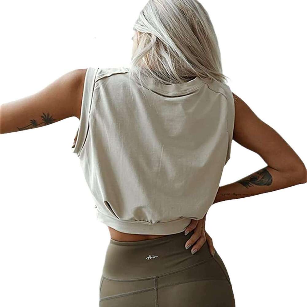 Summer New Women's Solid Color Short Round Neck Sleeveless Top T-Shirt Trendy Clothing Fashionable Casual Temperament