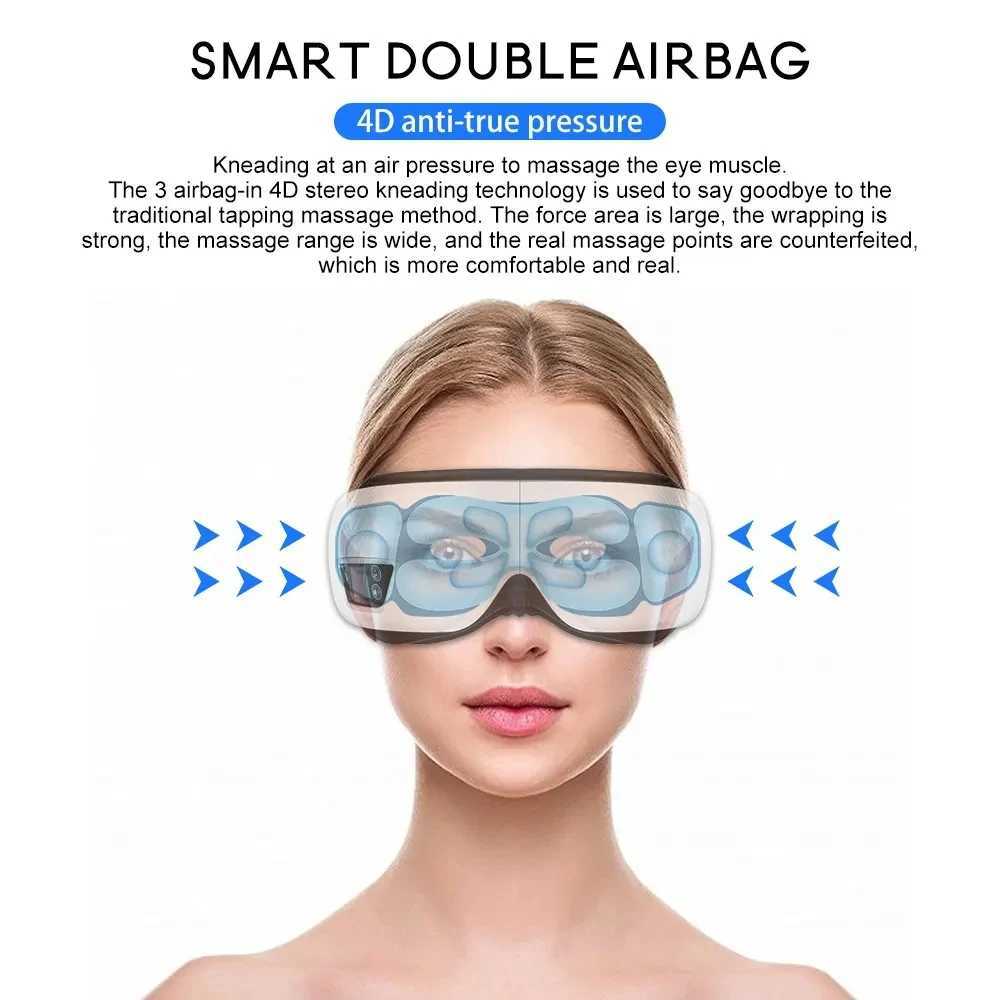 Eye Massager 6D Intelligent Airbag Vibration Eye Care Instrument Hot Compression Bluetooth Eye Massage Glasses Fatigue Pouch Wrinkle W241213