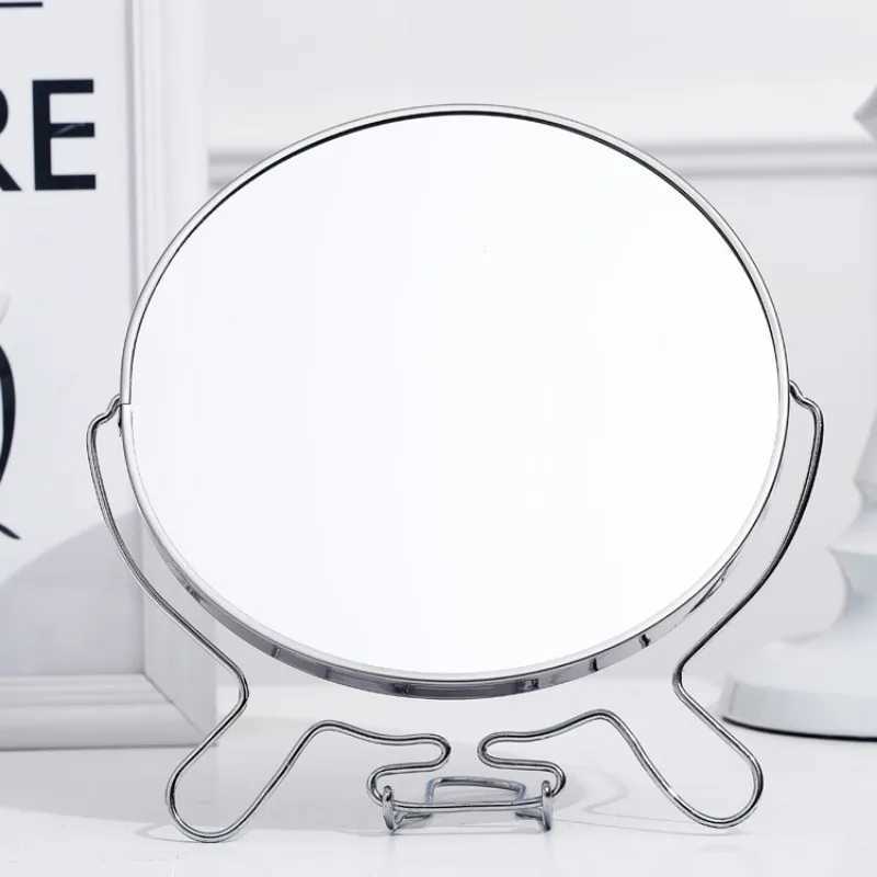 Makeup Cosmetic Mirror 468 Round 360 Degree Rotation 2 Face Tabletop Mirror Magnifier Stainless Steel Makeup Mirror StandingXJ241213