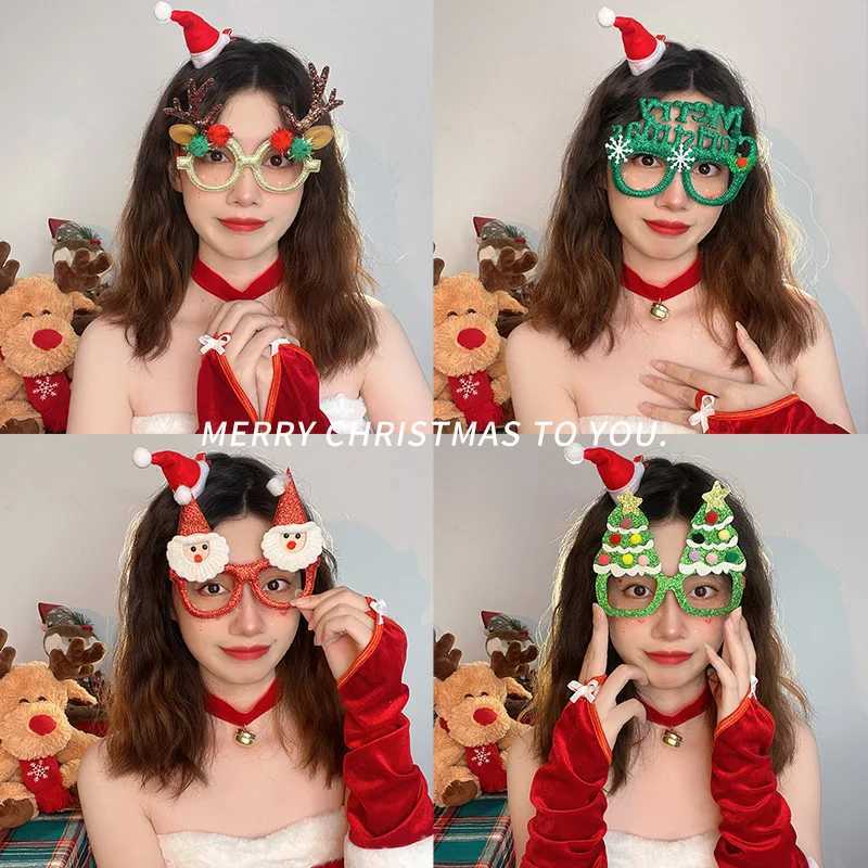 Sunglasses 2025 Christmas New Year Glasses Frame Santa Claus Xmas Tree Paper Glasses Navidad Party Decorations Photo Props Kids Gifts Noel H241213