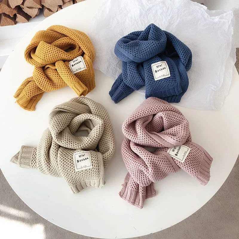 Scarves Wraps Kids Scarf Autumn Winter Fashion Childrens Knitting Baby Bib Wool Knitting Winter Versatile Female Warm Girl Boy H241213