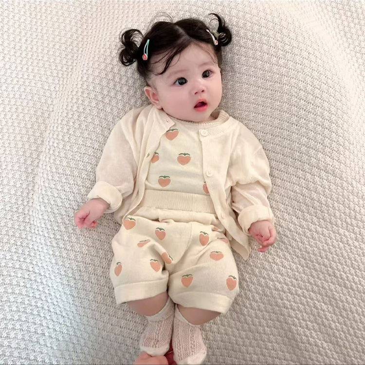 Newborn Short-Sleeved Thin Cardigan and Childhood Summer Shorts - Spring & Summer Wear 80