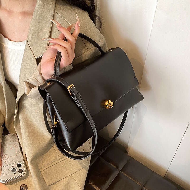 Retro Women's New Hand-Held Small Square Cross-Border Popular Double Mouth Explosive Style, High-End Texture, Single Shoulder Crossbody Bag, Fash