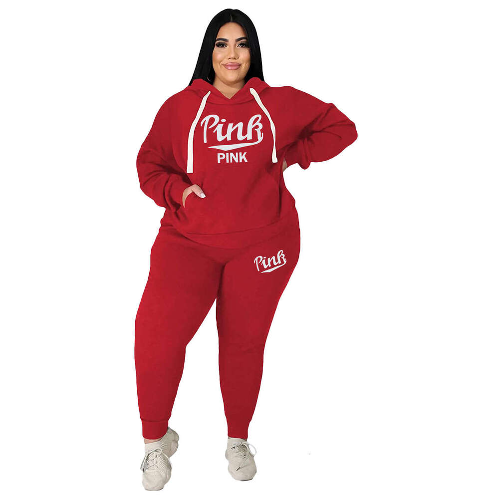 Ladies Suits Xl-5Xl Wholesale Dropshipping Winter Plus Size Women Clothing Two Piece Set Long Sleeve Hoodie Pant Sport Suits Female Outfit