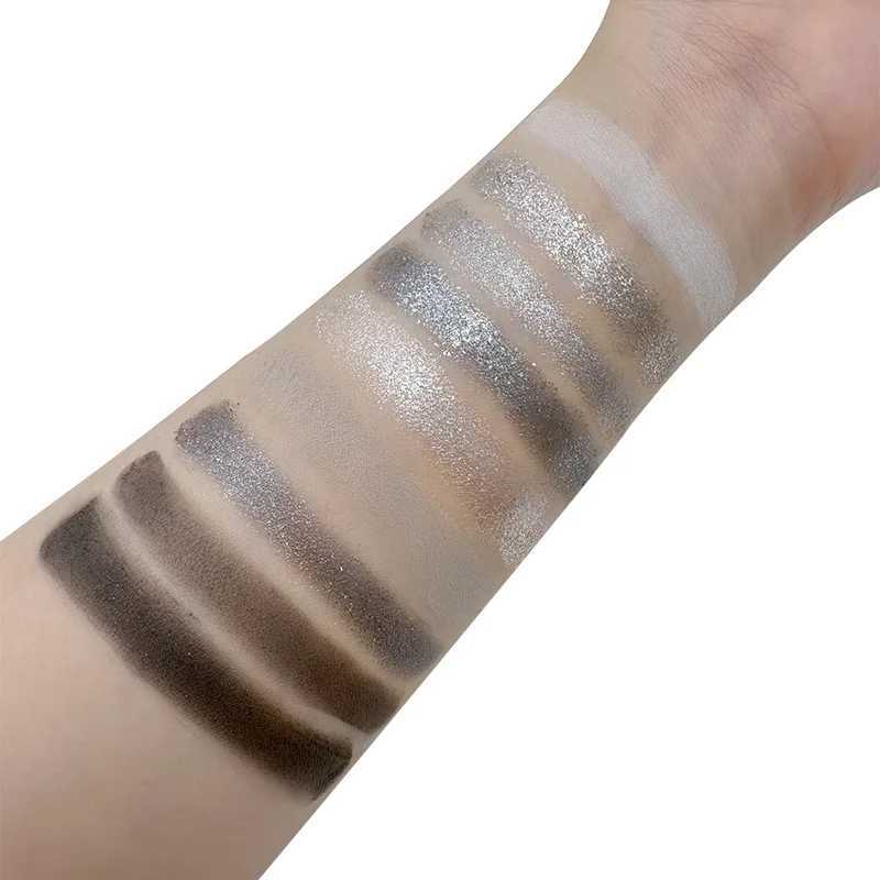 9-color smoked matte glitter eye shadow palette with eyeliner punk shimmer eye shadow cosmetics dark gray cold tone W241213