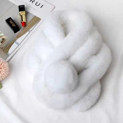 Scarves Wraps Girl Lolita Neckerchief Faux Rabbit Fur Sweet Plush Ball Furry Scarf Wrap Winter Neck Warmer Elegant Wedding Banquet Shawl H241213
