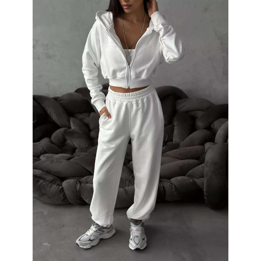 Sexy European American Suit, Long Sleeved Hooded Shorts With Exposed Waist, Cardigan, Sports Pants, Trendy Clothing, Fashionable And Casual Temperamen