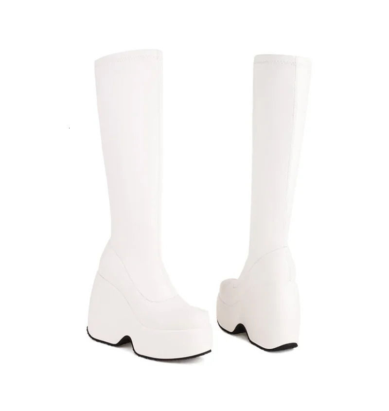 Womens boots autumn and winter fashion high heels comfortable modern boots knee high boots 12cm plus size 31-43 241213