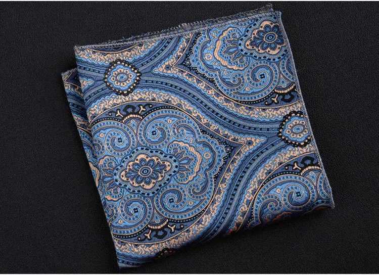 Retro Paisley Mens British Design Flower Printed Pocket Square Handle Chief Chest Towel Set Accessories W241213