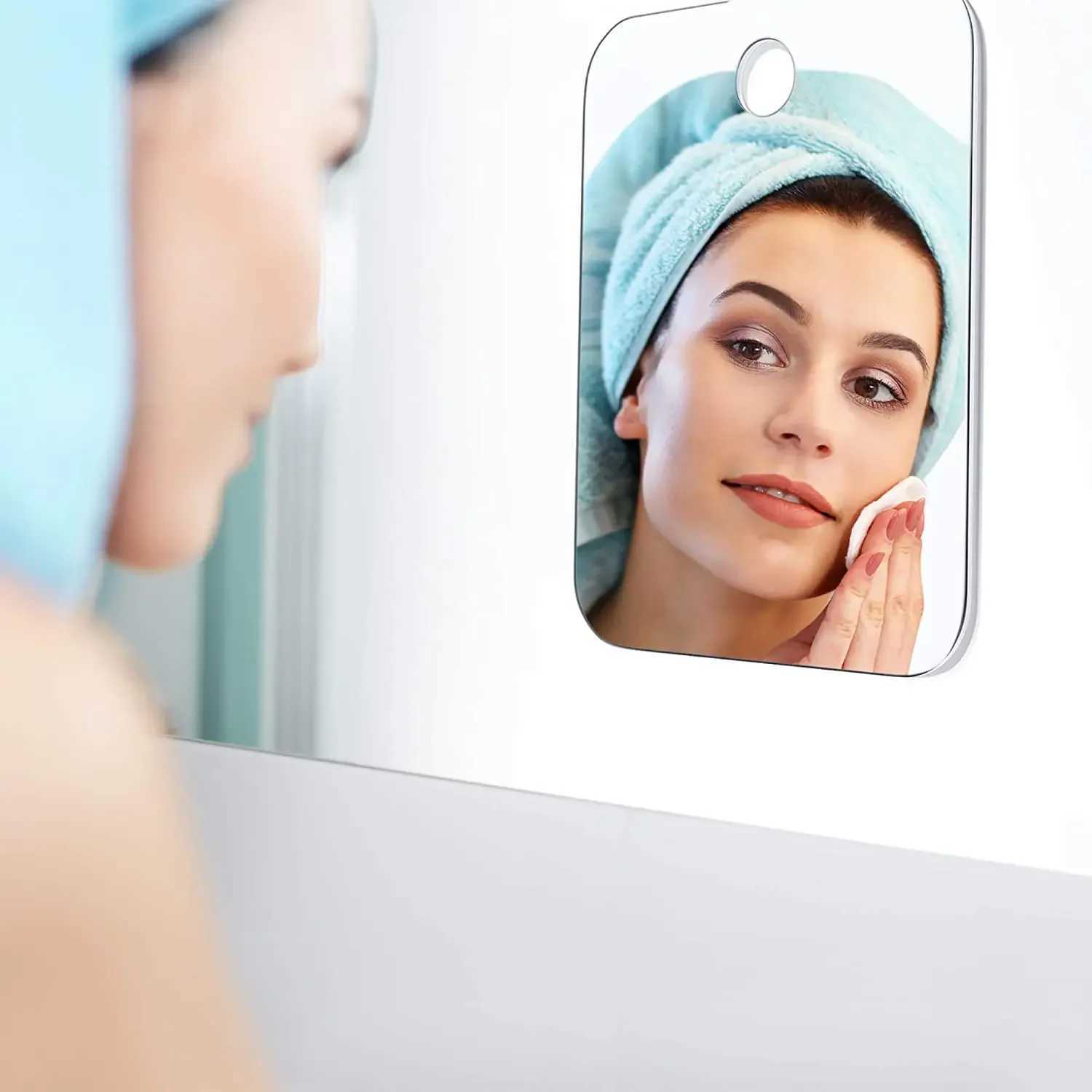 Acrylic Fog Free Mirror Wall Suction Travel Mirror Unbreakable Portable Traveling Shaving Women Makeup Bathroom AccessoriesXJ241213