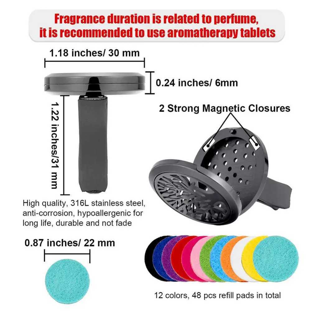 30mm Car Air Vent Aroma Essential Oil Diffuser Stainless Steel Locket With Vent Clip Car Air ener Vent Clip 5 PadsXJ241213