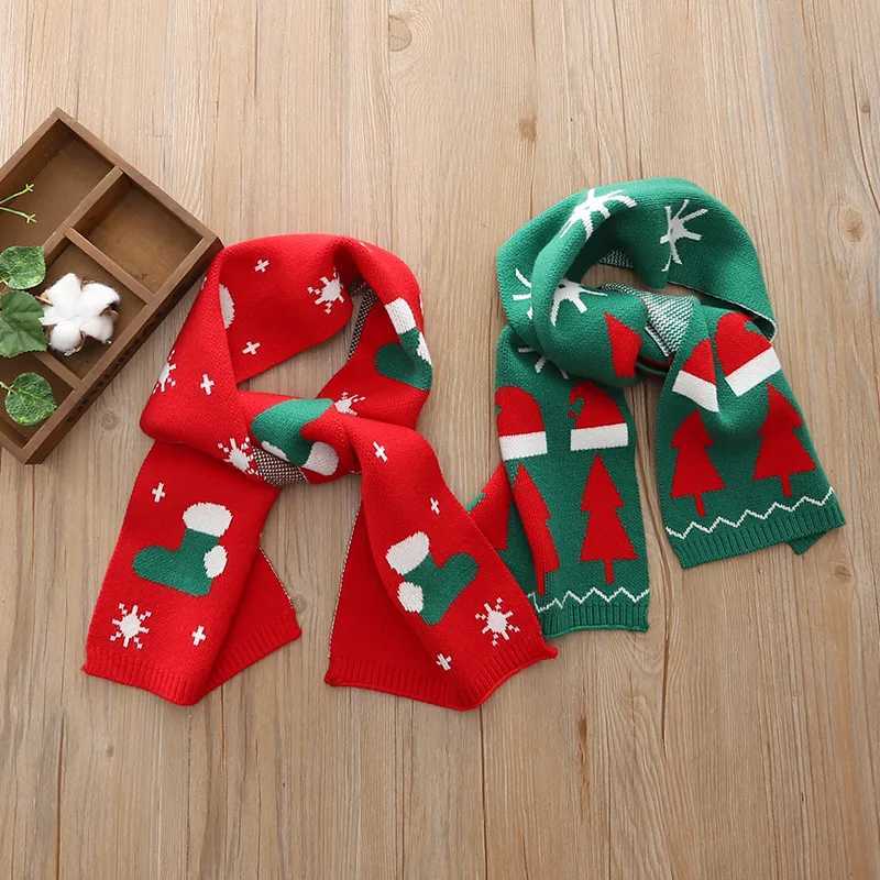 Scarves Wraps Childrens Scarf Winter New Baby Christmas Gift Woolen Knitted Warmth Thickened Scarf for Boys and Girls Classic Versatile Scarf H241213