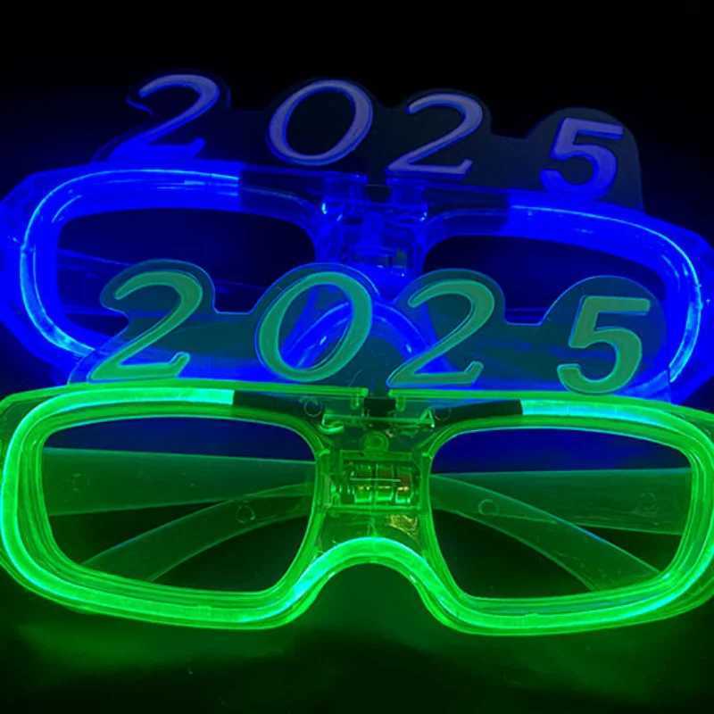 Sunglasses 1-20pcs 2025 Neon Glasses Glow In The Dark LED Light Up Glasses Christmas Party Gift For New Year Party Luminous Decorations H241213