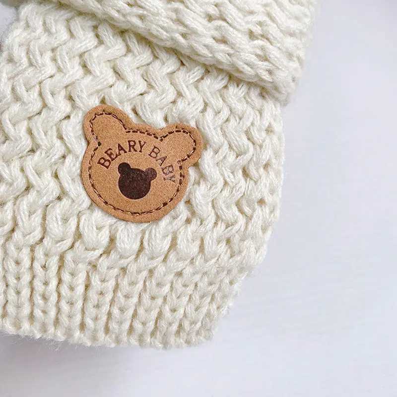 Scarves Wraps Winter Knitted Wool Scarf for Baby Cute Cartoon Bear Infant Short Scarves Korean Warm Solid Color Kids Boys Girls Neckerchief H241213