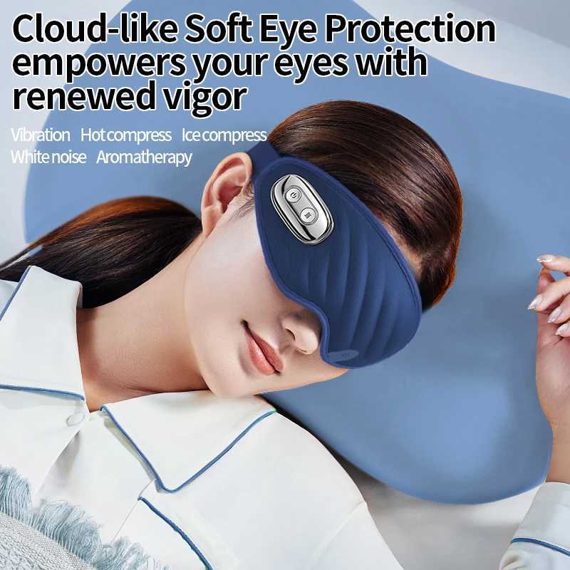 Cordless heated eye massager with cooling eye pad 3D groove design vibrating sleep mask C-type rechargeable used for drying eyes W241213