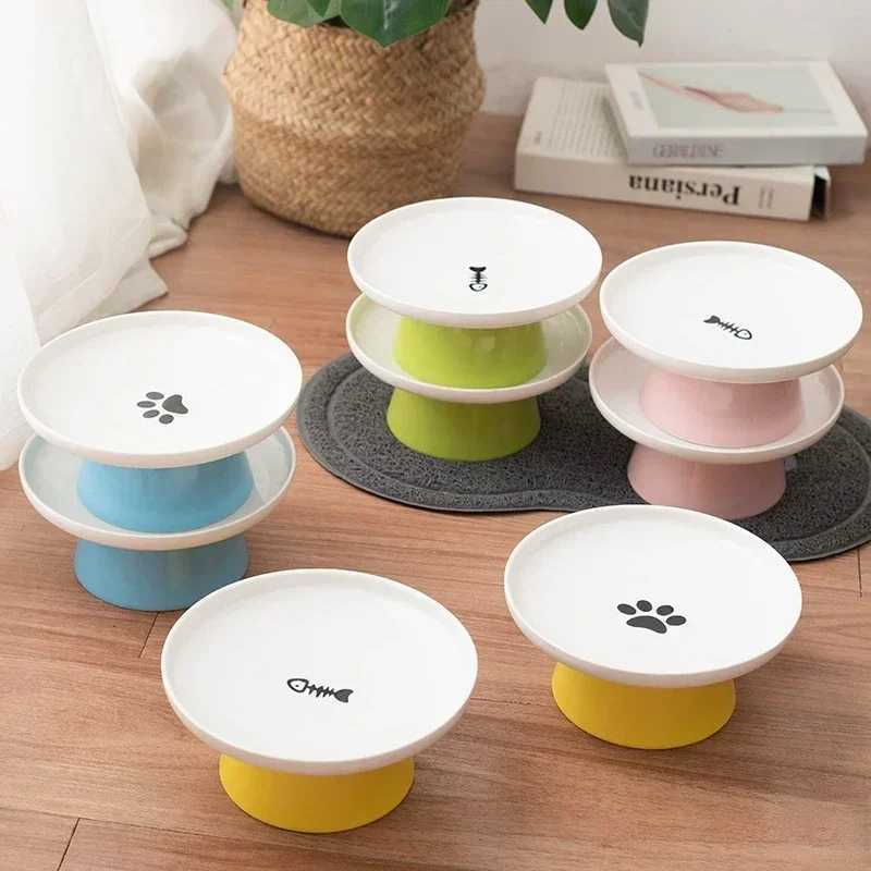 Cat Feeders Cat Bowl Ceramic Pet Bowls Cat Dog Bowl Dish Pet Food Plate Kitten Water Dish Feeder Dog Bowl Feeder for Cats Pet Accessories z241213