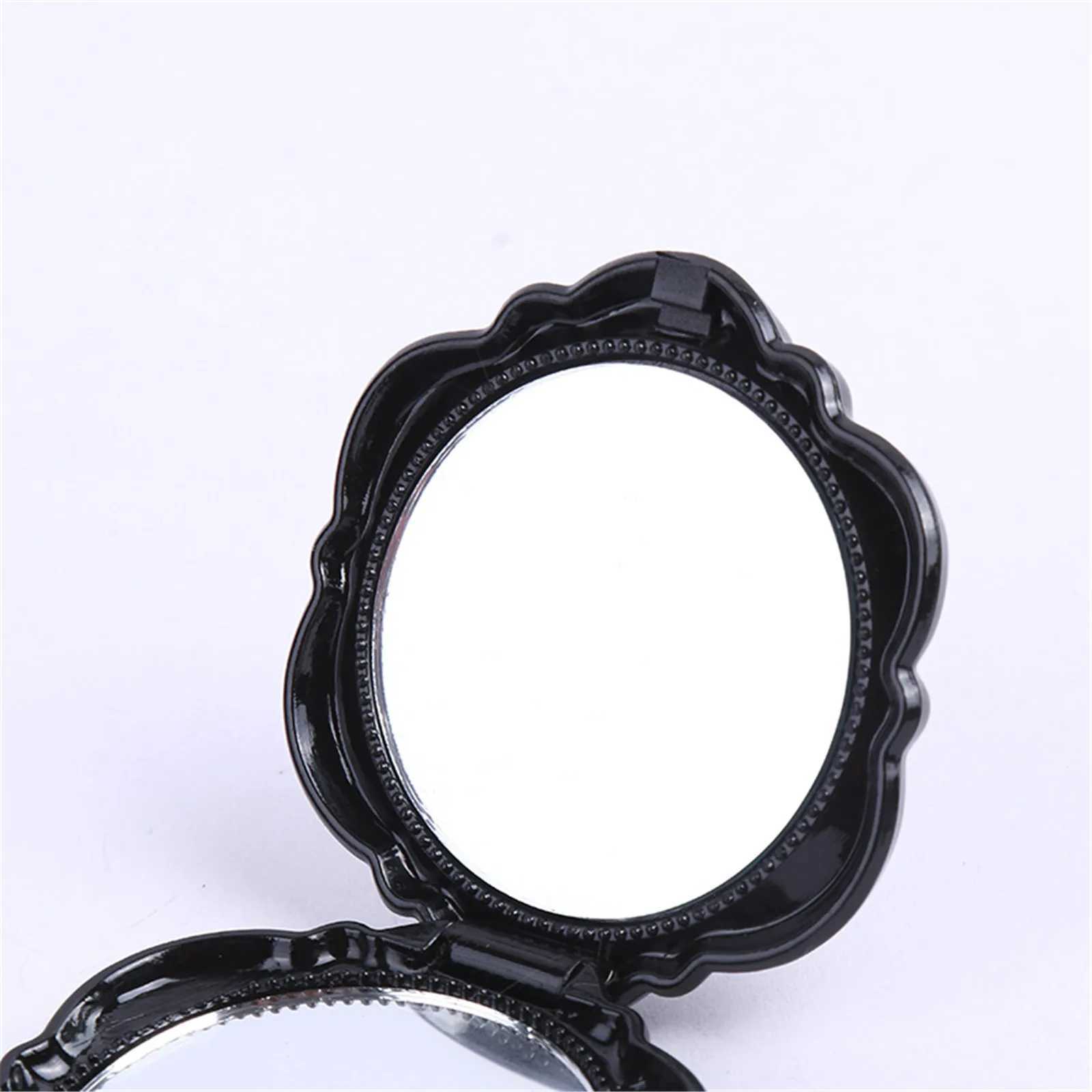 1pc Portable Mini Mirror Retro Rose Flower Small Pocket Makeup Mirror Double Sided Hand Mirrors Compact Cosmetic Beauty ToolXJ241213