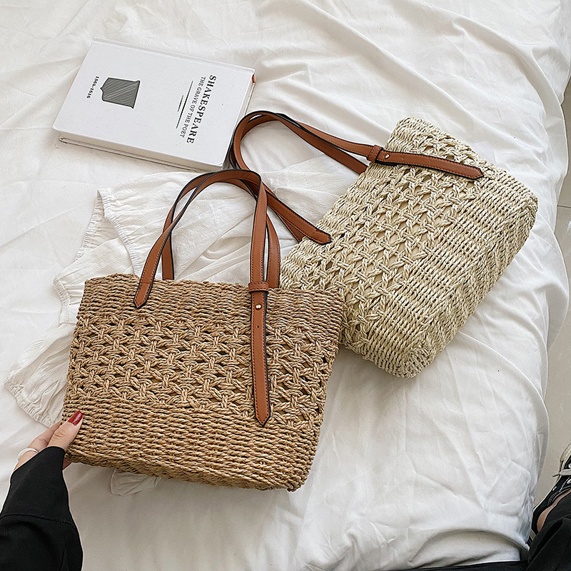 Trendy Straw Weave For Women 2023 Summer Brand Designer Female Handbags Shoulder Bag Fashion Beach Basket Simple Bag