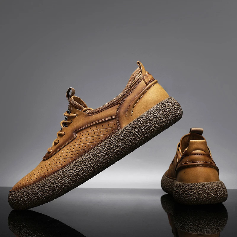 Mens sports shoes comfortable classic outdoor leisure skateboarding shoes mens fashionable non slip genuine leather skateboarding shoes 241213