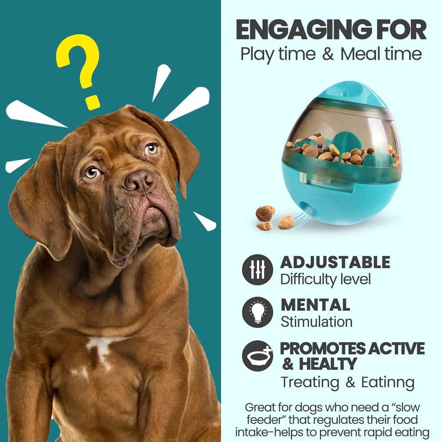 Dog Treat Ball Adjustable Dog Treat Dispensing Dog Toys Interactive Food Puzzles Ball for Dogs Pet Slow Feeder Ball X241213