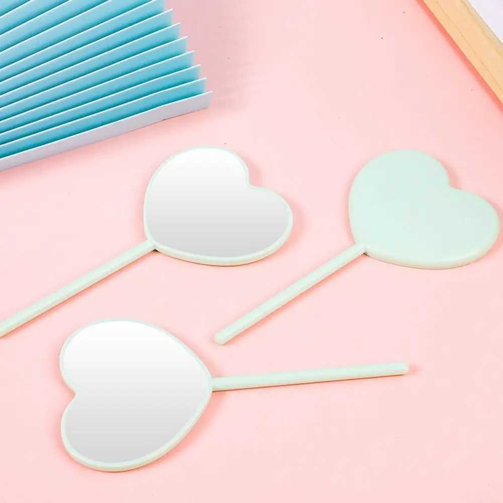 Handmade Love Heart Handle Mirror Portable DIY Cute Hand-held Makeup Mirror Girly Heart Heart-shaped Mirror WomanXJ241213