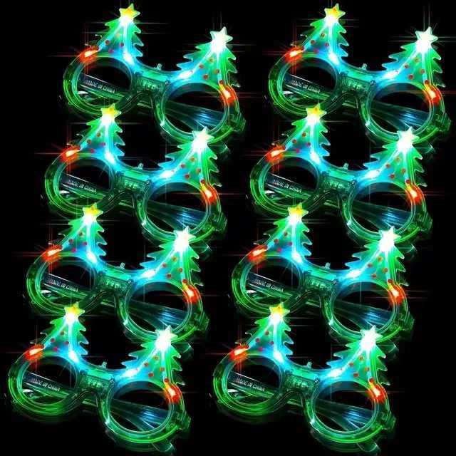 Sunglasses 24PC Christmas Light up Glasses Christmas Tree LED Sunglasses Glow in the Dark Flashing Glasses Kids Adults Christmas Party Gift H241213