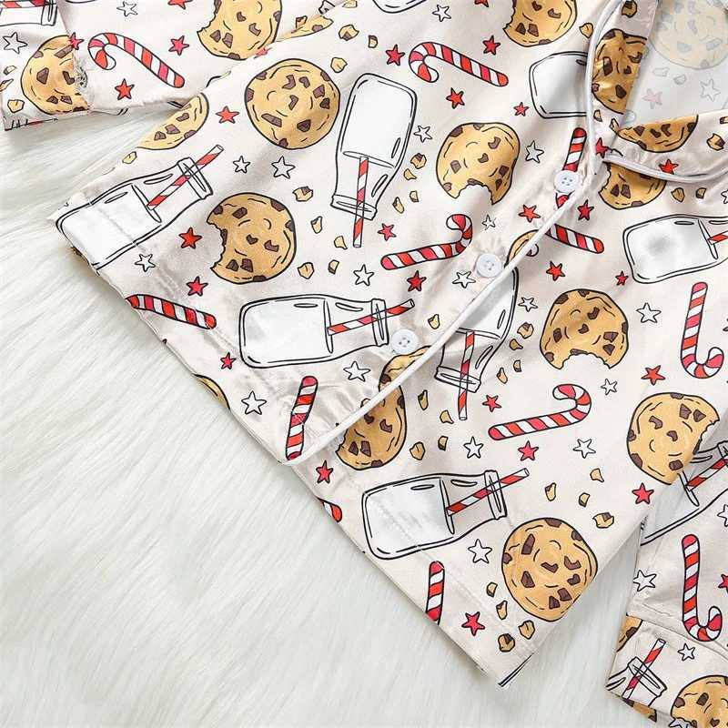 Kids Christmas Pajama Set Reindeer Patterned Long Sleeve Button-up Tops with Matching Pants 2 Piece Set for Boys and Girls W241213