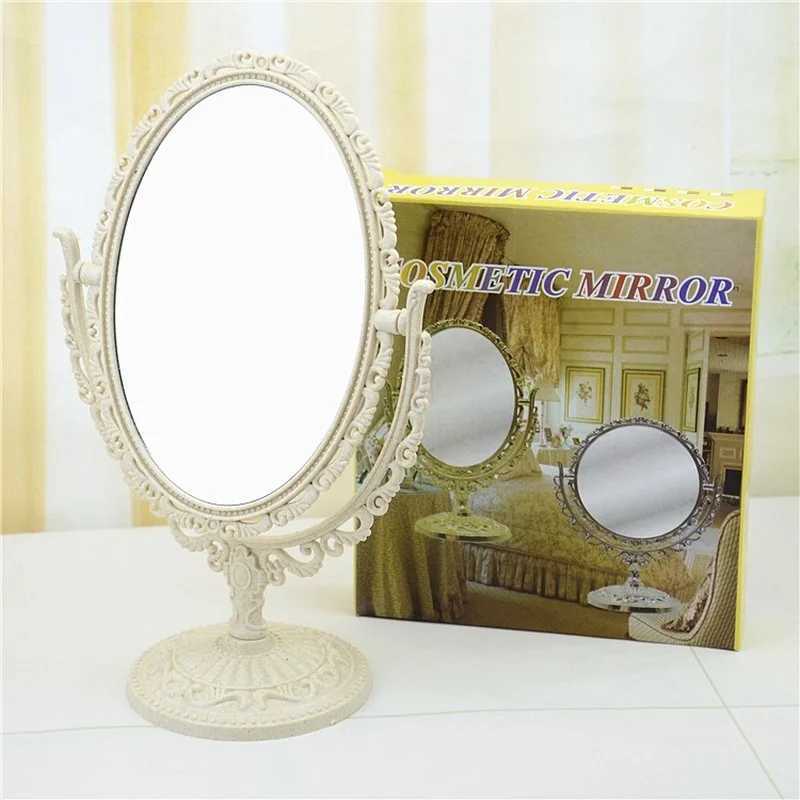 European Style Palace Carving Makeup Mirror Vintage Floral Oval Handhold Mirror Home Decor Makeup MirrorXJ241213