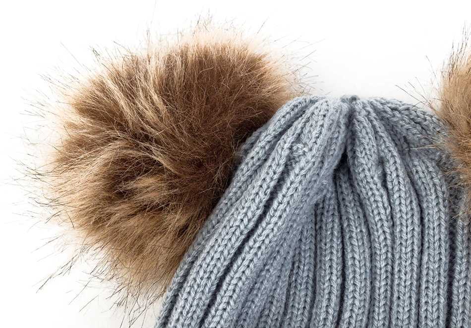 Newborn Baby Girls Solid Knitted Pompom Ball Caps Infant Autumn Winter Warm Skullies Beanies Hats Soft Cotton Caps Hat 1-3YXJ241213