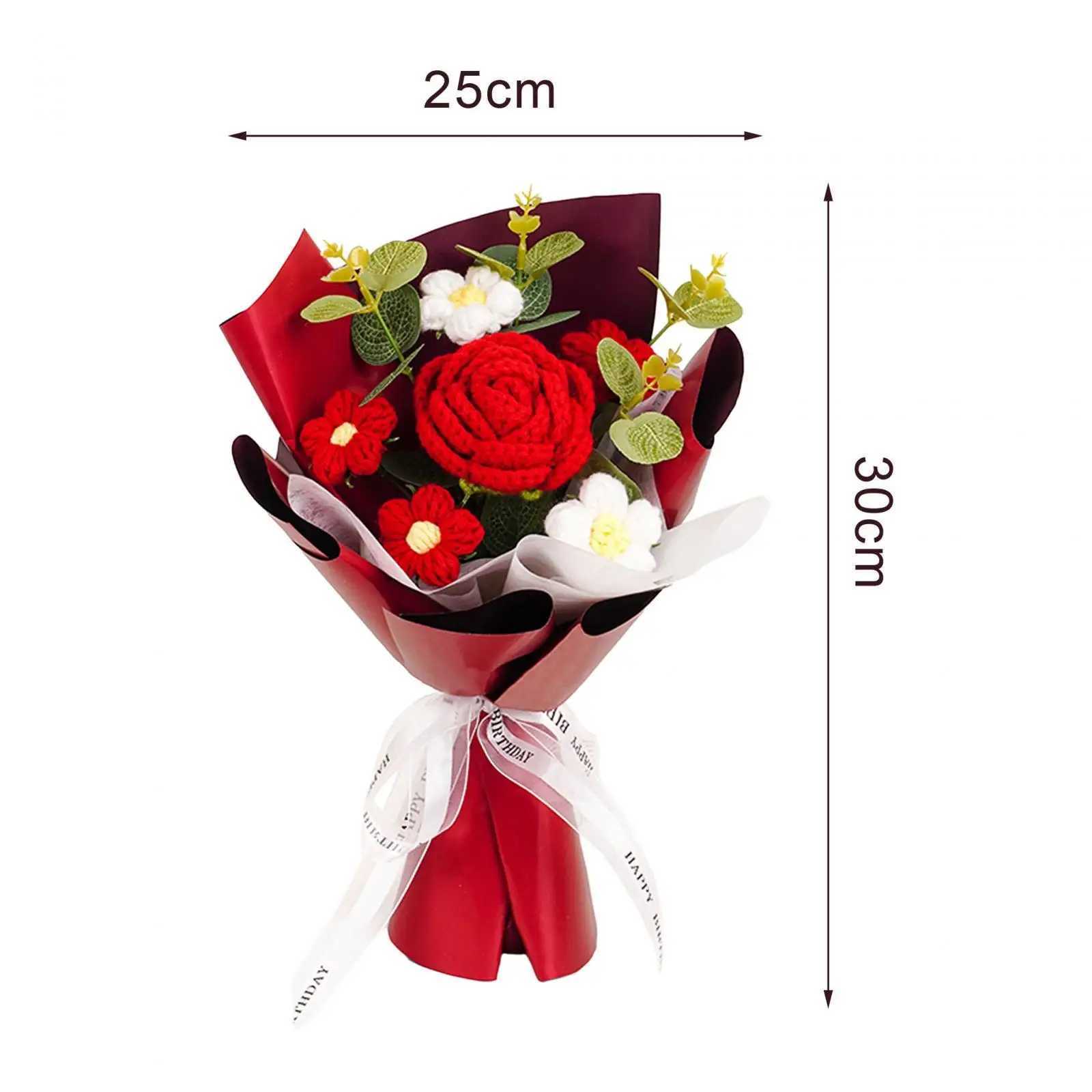 Crochet Flower Bouquet Knitted Flower Artificial Flowers Preserved Flower for Anniversary Birthday Teacher Day Mom GrandmaXJ241212