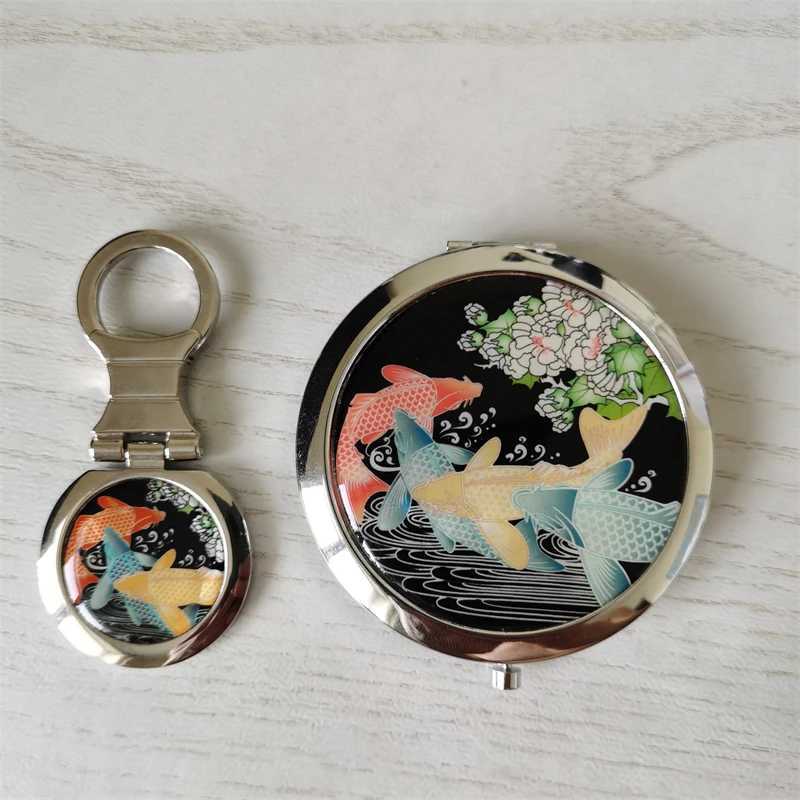 Mother of Pearl Makeup Mirror Dual Compact Folding Magnify Butterfly Flowers Design Cosmetic Purse Hand Mirror With KeychainXJ241213