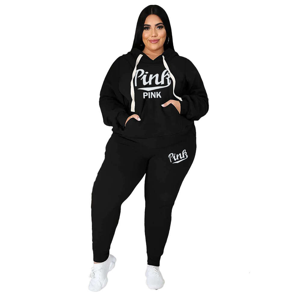 Ladies Suits Xl-5Xl Wholesale Dropshipping Winter Plus Size Women Clothing Two Piece Set Long Sleeve Hoodie Pant Sport Suits Female Outfit