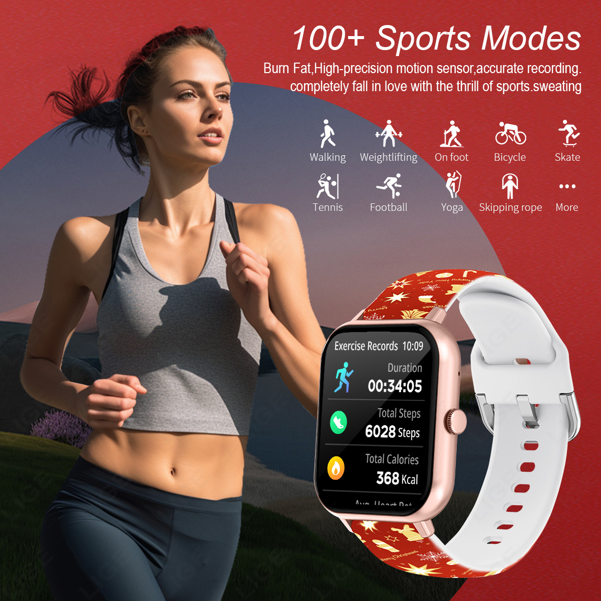 Christmas smartwatch 1.83-inch large screen multifunctional alarm clock message push voice assistant weather forecast sports watch
