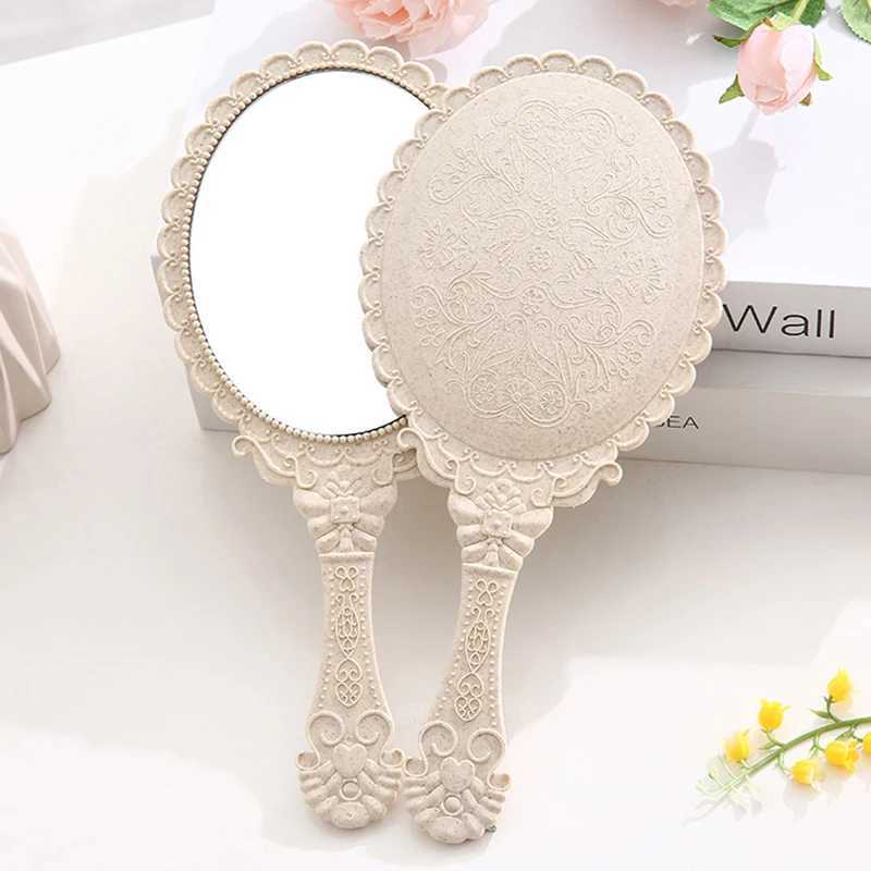 Vintage Carved Handheld Vanity Mirror Makeup Mirror Hand Mirror Handle CosmeticXJ241213