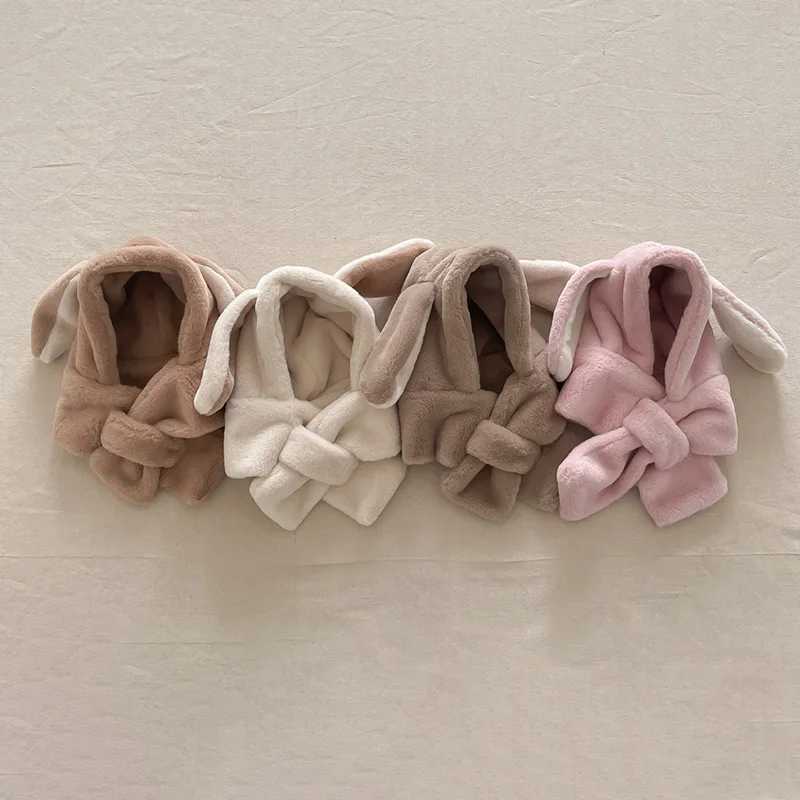 Faux Fur Baby Winter Hat Scarf One-Piece Bunny Bear Baby Bonnet Infant Beanie Warm Kids Cap for Girls Boys Toddler AccessoriesXJ241213