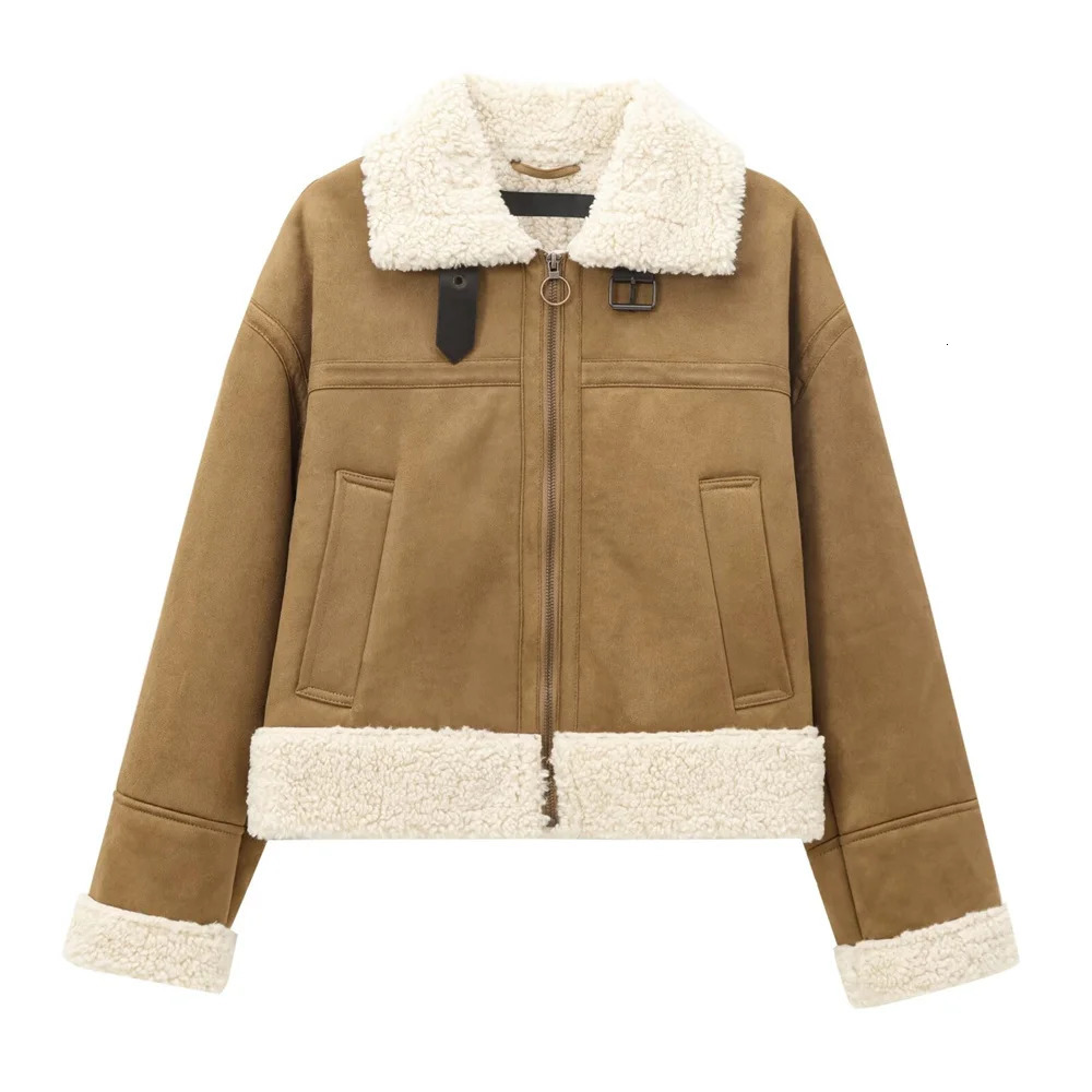 UNIZERA womens wool paired with long sleeved doublesided jacket autumn and winter items lapel warm 241211