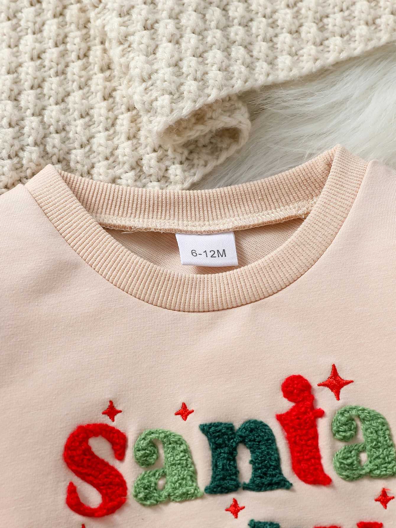 Baby Girl 2PCS Autumn 6M-4Y Christmas Set Long Sleeve Sweatshirt+Flash Pants Fashion Street Clothing Set for Preschoolers W241213