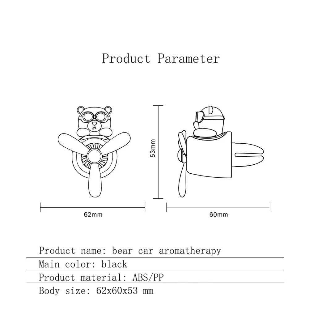 72 KM Teddy Bear Car Air ener Bear Pilot Auto Interior Accessories Air Outlet Propeller Fragrance Bulldog Perfume DiffuserXJ241213